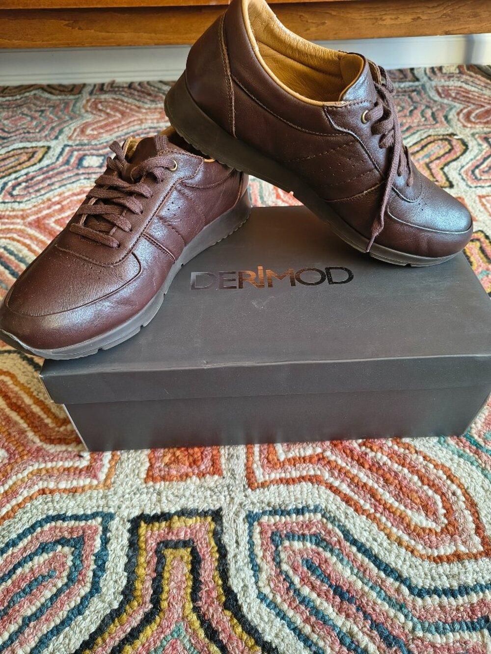 Derimod Men's Brown Leather Casual Sneakers Shoes Size EU 40 US 7 Turkey.